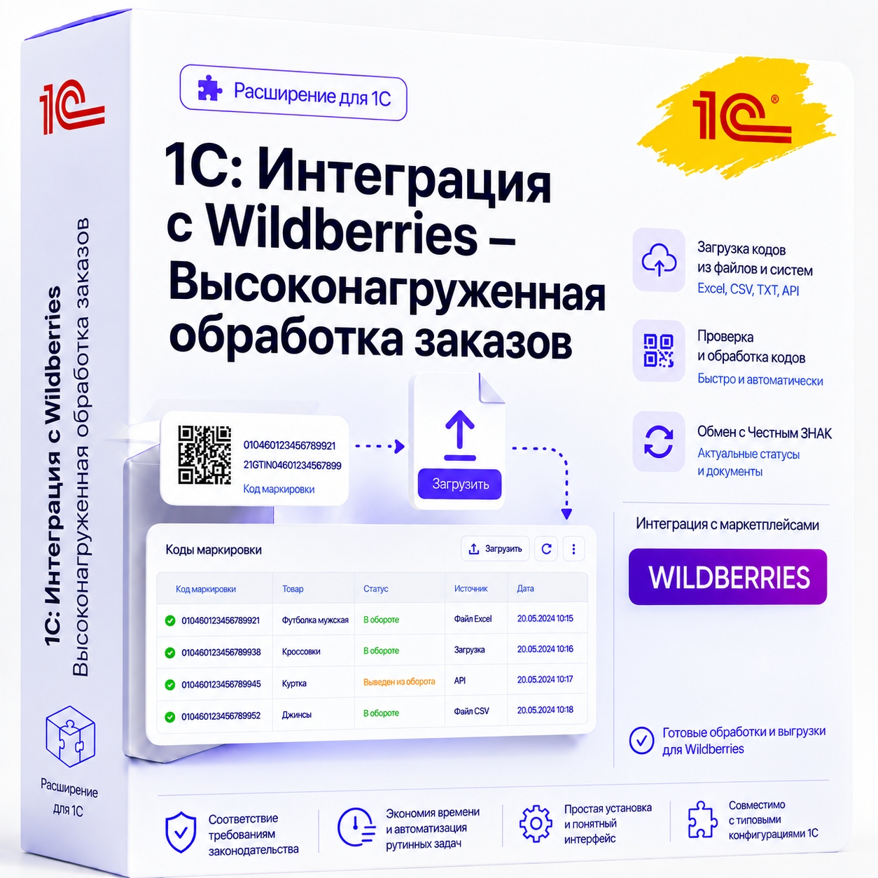 1С: Интеграция с Wildberries — Высоконагруженная обработка заказов (5000+ в сутки, включая маркированный товар)